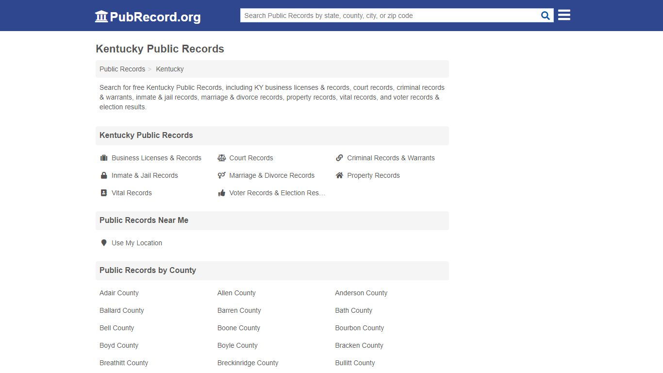 Free Kentucky Public Records - PubRecord.org